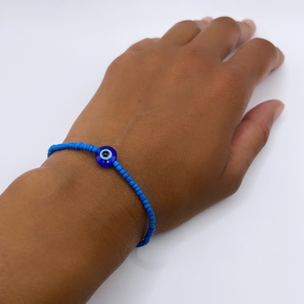 Evil Eye Y2K Inspired Glass Seed Bead Stretch Bracelet